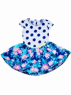 Catimini Polka Dot Top with Floral Skirt Girls Dress 8y